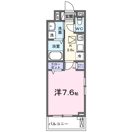 シンフォニーⅠ(1K/1階)の間取り写真