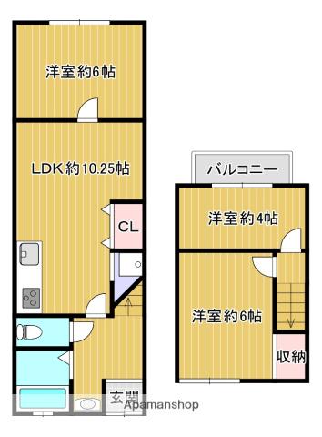 近鉄京都線 久津川駅 徒歩13分 2階建 築60年(3LDK)の間取り写真