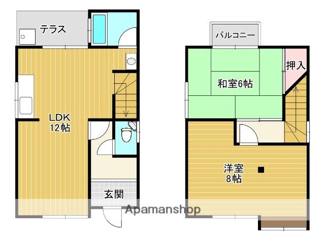 奈良線 城陽駅 徒歩10分 2階建 築52年(2LDK)の間取り写真