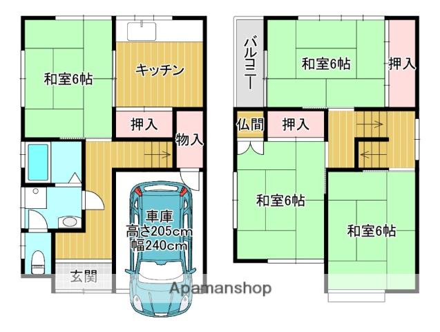 近鉄京都線 富野荘駅 徒歩5分 2階建 築36年(4K)の間取り写真
