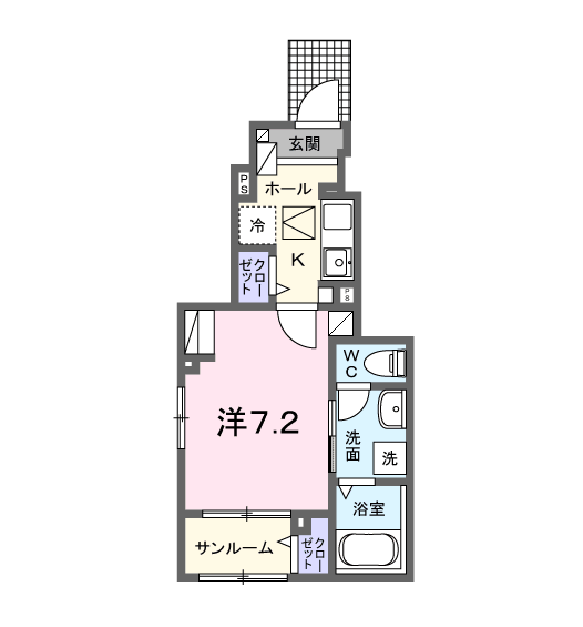 マウントック・カナサ(1K/1階)の間取り写真