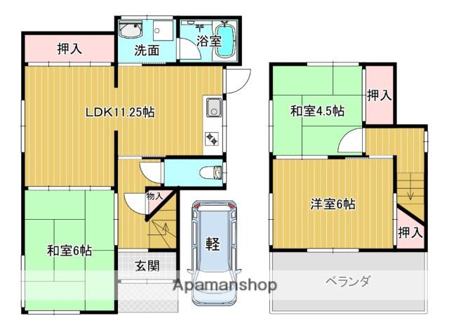 近鉄京都線 興戸駅 徒歩12分 2階建 築48年(3LDK)の間取り写真