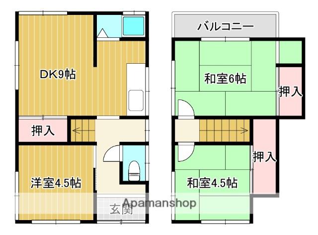近鉄京都線 久津川駅 徒歩9分 2階建 築55年(3DK)の間取り写真