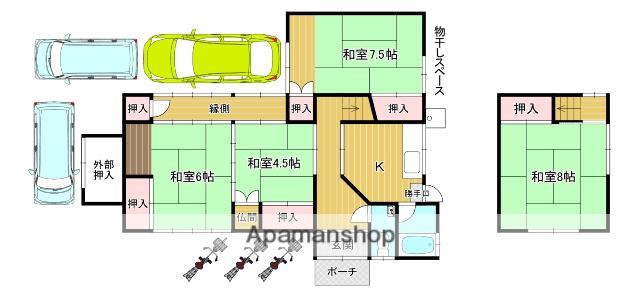 近鉄京都線 寺田駅(京都) 徒歩5分 2階建 築60年(4K)の間取り写真