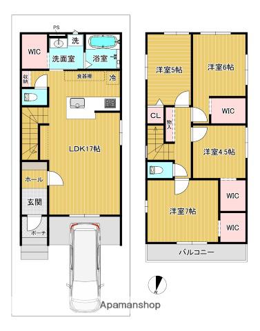 近鉄京都線 興戸駅 徒歩6分 2階建 築1年(4LDK)の間取り写真