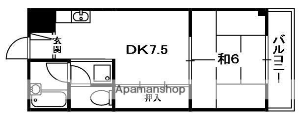 Mプラザ大住弐番館(1DK/4階)の間取り写真