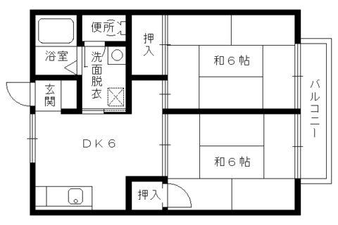 セジュール伊勢田(2DK/2階)の間取り写真