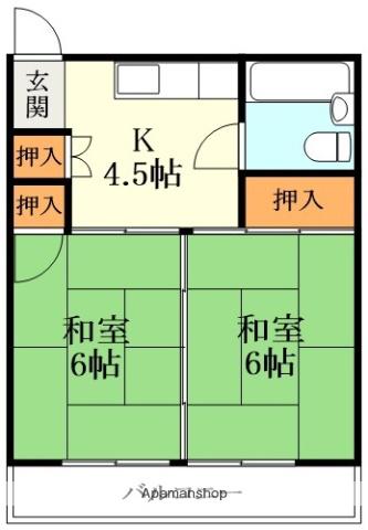 水度マンション(2K/2階)の間取り写真