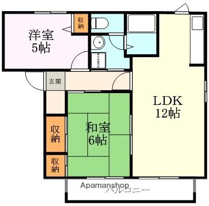 テ・ゾーヌ(2LDK/2階)の間取り写真