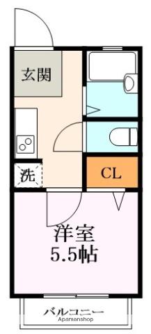ヤングハイツ水度坂(1K/1階)の間取り写真
