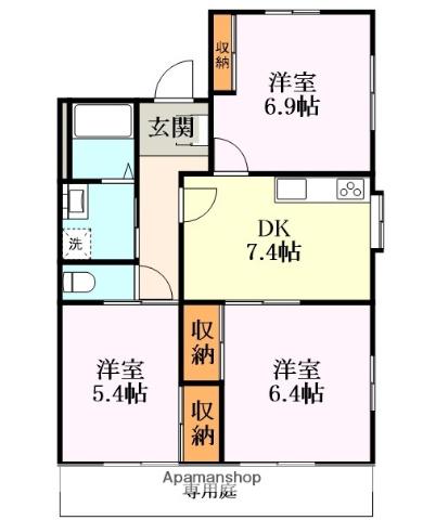 アーバンドリーム(3DK/1階)の間取り写真