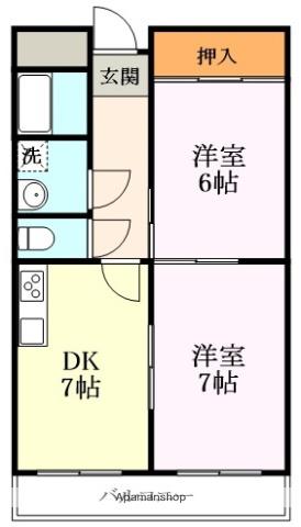 奈良線 黄檗駅(ＪＲ) 徒歩11分 5階建 築36年(2DK/1階)の間取り写真