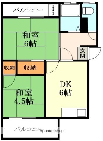 北尾マンション(2DK/2階)の間取り写真