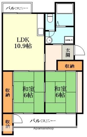 CASA辻久(2LDK/3階)の間取り写真