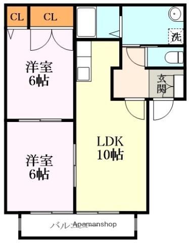 グリーンアネックス(2LDK/2階)の間取り写真