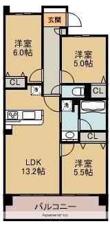 パデシオン六地蔵 THE・TOWER RESIDENCE(3LDK/14階)の間取り写真