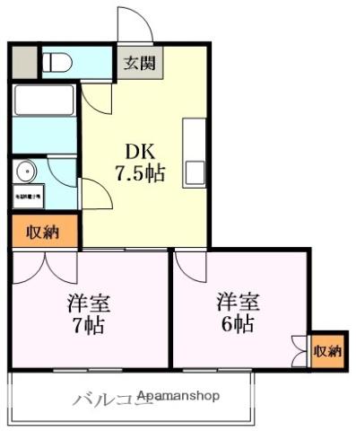 ルミエール春日森(2DK/4階)の間取り写真