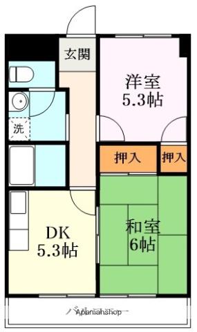 エーデルワイス木幡(2DK/1階)の間取り写真