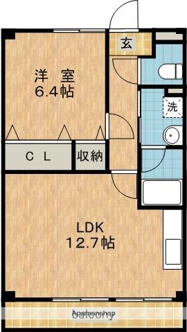 グランデYABURIⅡ(1LDK/2階)の間取り写真