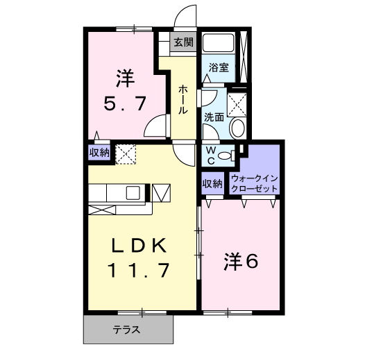 フィオーレ久御山(2LDK/1階)の間取り写真