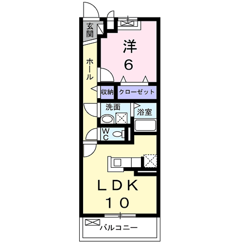 ドエル・ボーリウム(1LDK/2階)の間取り写真