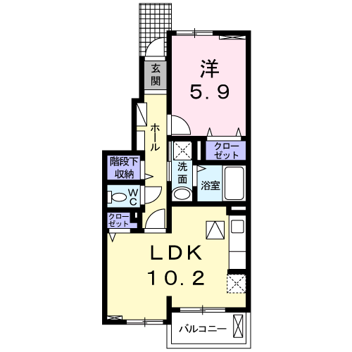 ファミール木幡(1LDK/1階)の間取り写真