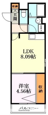 COMPASSION 7(1LDK/1階)の間取り写真