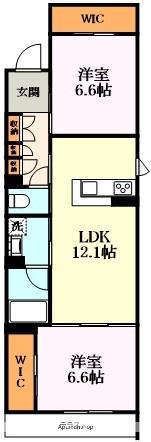 SHAMAISON NAGAIKE(2LDK/1階)の間取り写真
