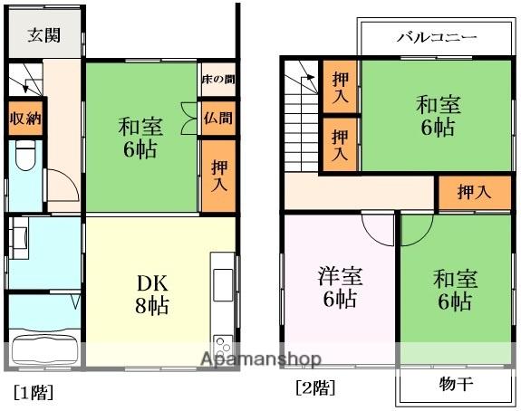 奈良線 城陽駅 徒歩2分 2階建 築24年(ワンルーム)の間取り写真