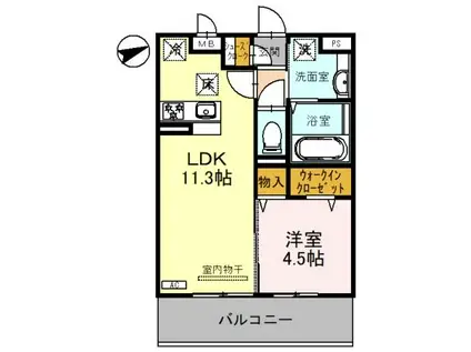 D-ROOM木幡正中(1LDK/1階)の間取り写真