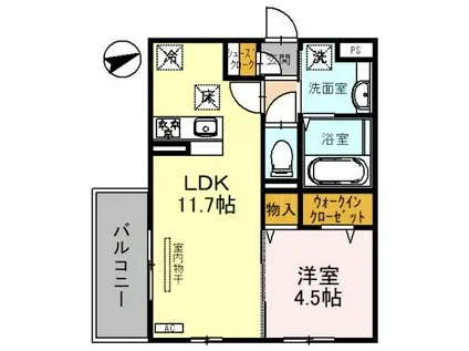 D-ROOM木幡正中(1LDK/1階)の間取り写真