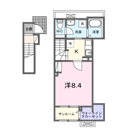 マウントック・カナサ(1K/2階)の間取り写真