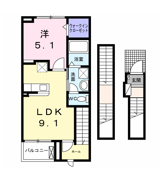 マウントック・カナサ(1LDK/3階)の間取り写真