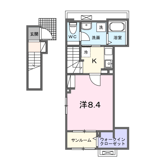 マウントック・カナサ(1K/2階)の間取り写真