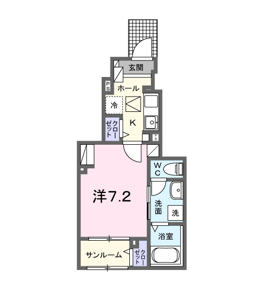 マウントック・カナサ(1K/1階)の間取り写真