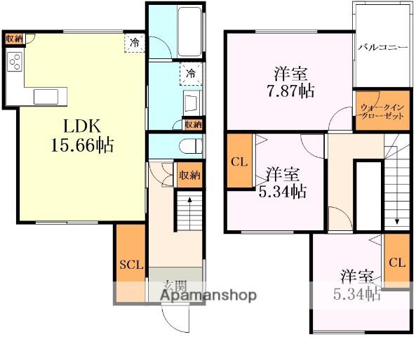 近鉄京都線 富野荘駅 徒歩5分 2階建 築1年(3LDK)の間取り写真