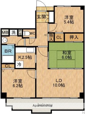ラポート小林(3LDK/5階)の間取り写真