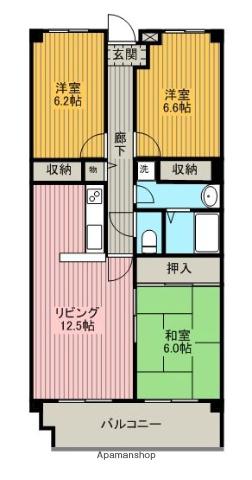 フレックス戸ノ内(3LDK/6階)の間取り写真