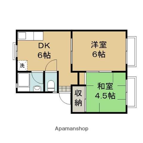 GREEN CORPO(2DK/1階)の間取り写真