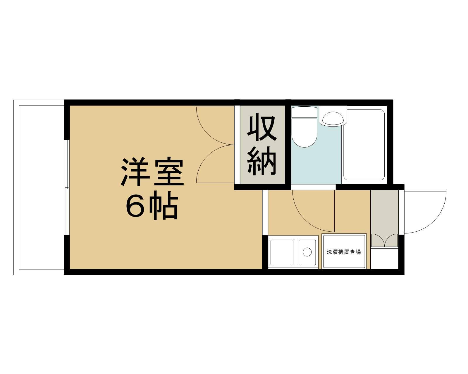 ロイヤルヴィラ衣笠(1K/1階)の間取り写真