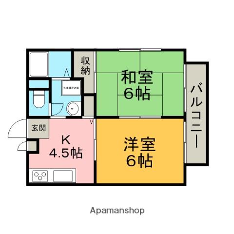 ウエスト岩倉(2DK/2階)の間取り写真