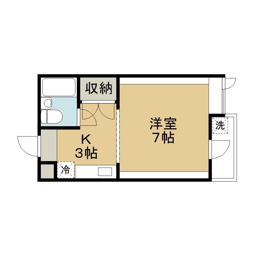 ハイツおおくら(1K/3階)の間取り写真