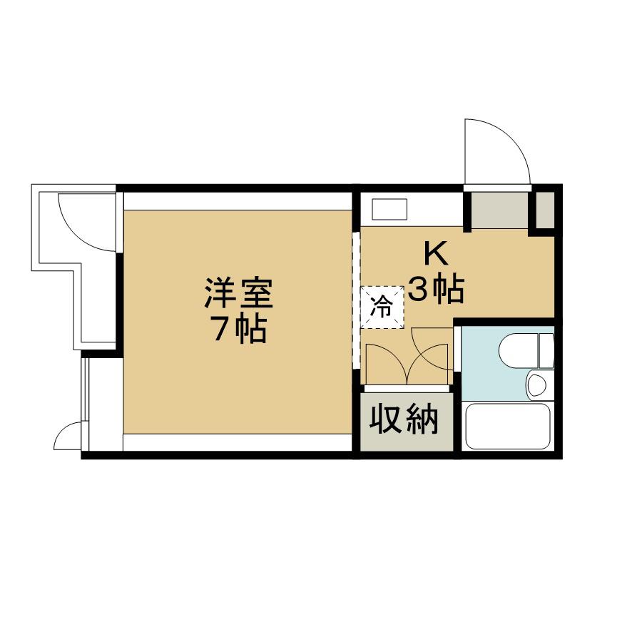 ハイツおおくら(1K/3階)の間取り写真