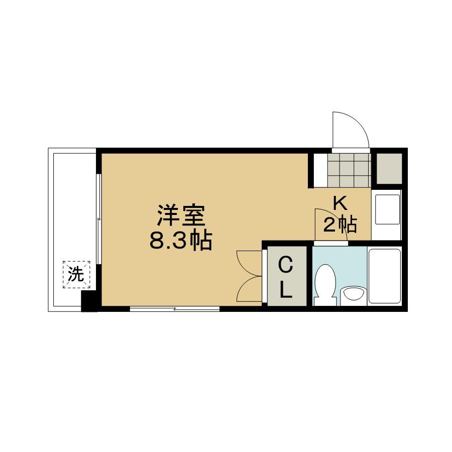 レジデンス浅野(1K/4階)の間取り写真