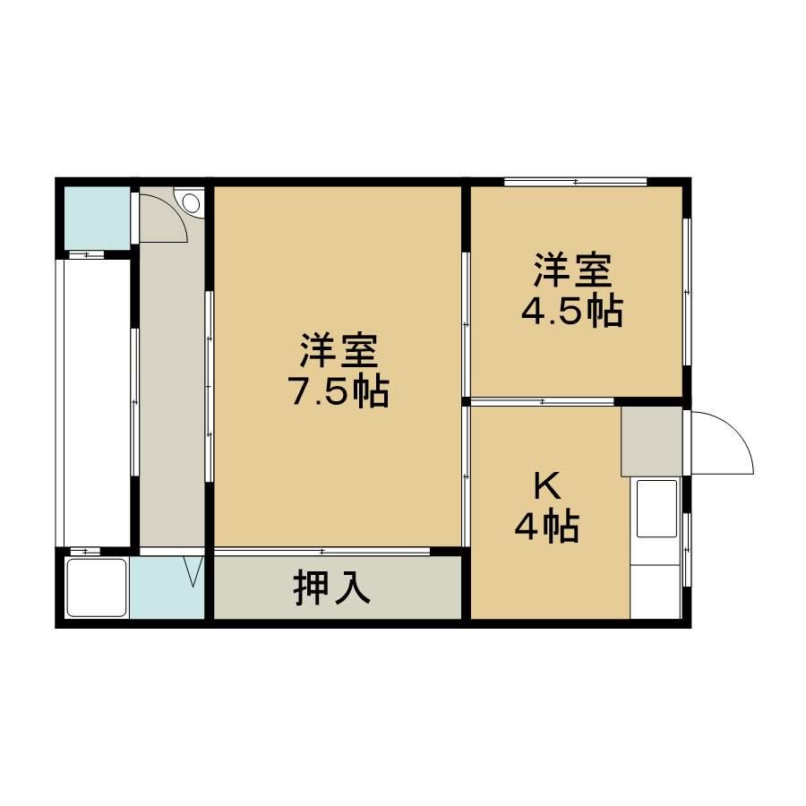 コーポ滝川(2DK/2階)の間取り写真