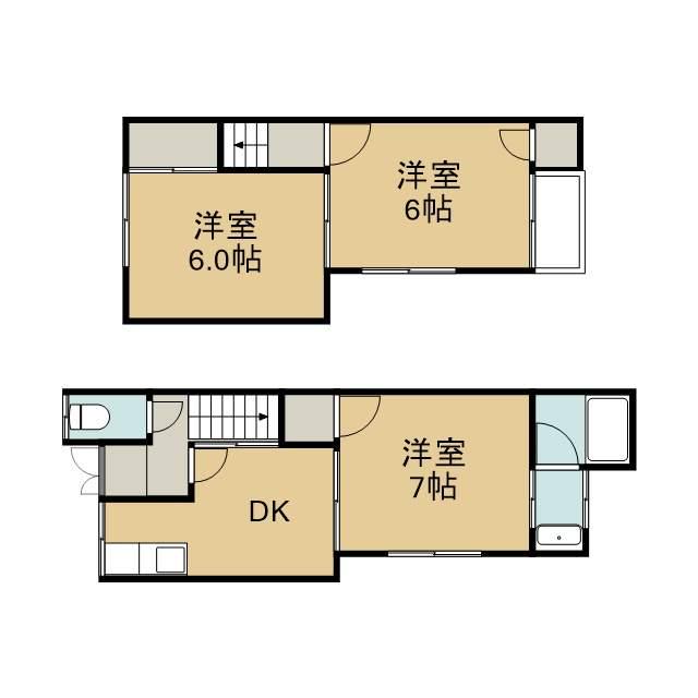 京都市烏丸線 北大路駅 バス乗車時間：14分 ゴルフ場前バス停で下車 徒歩3分 2階建 築49年(3DK)の間取り写真