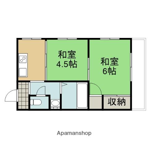 美園荘(ワンルーム/1階)の間取り写真