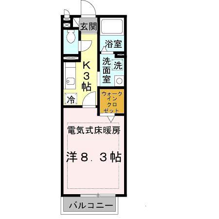 グランパルクII(1K/2階)の間取り写真