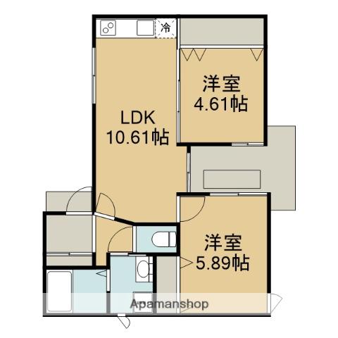 テラッセ北大路(2LDK/1階)の間取り写真