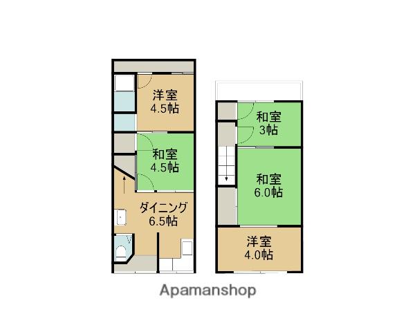京都府京都市北区 2階建 築62年(5DK)の間取り写真